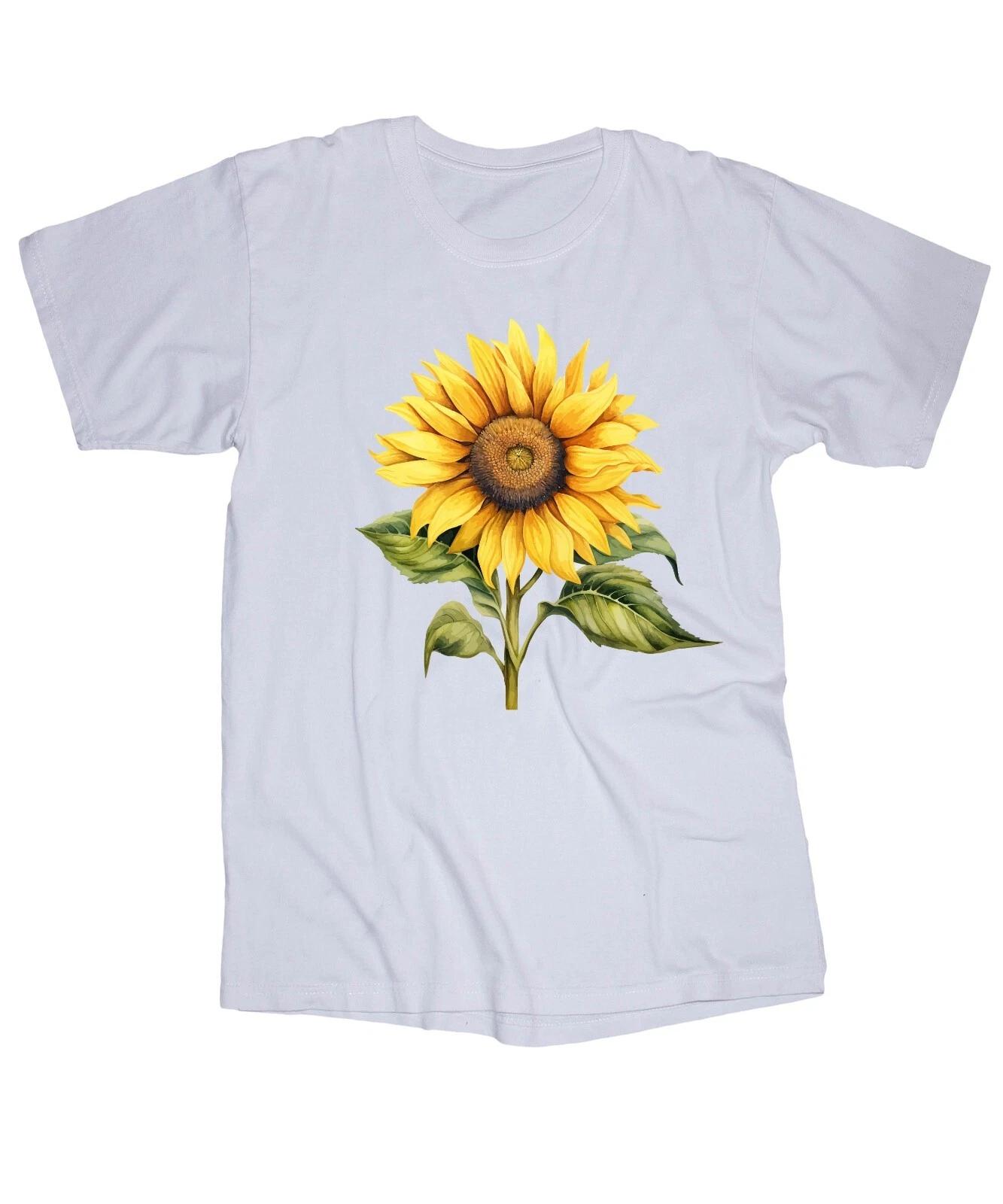 Sunflower white T-shirt Happy Sunshine Bees Butterflies XL