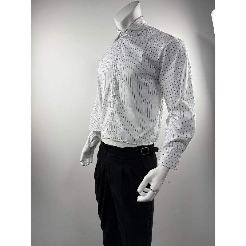 2026 Spring and Autumn New Men's Long-Sleeve Striped Shirt, Loose Short Base Shirt