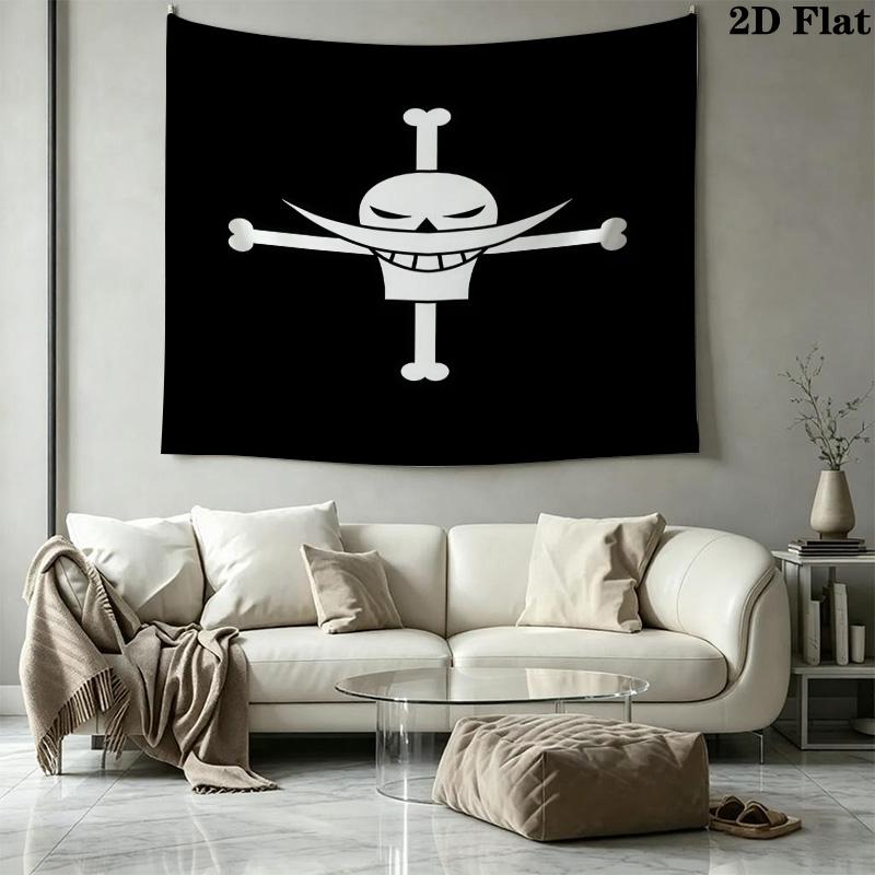 One Piece Logo Wall Tapestry Aesthetic Wall Hanging Printed Fabric Blanket Decorative Tapestries For Bedroom Living Room Home Decor