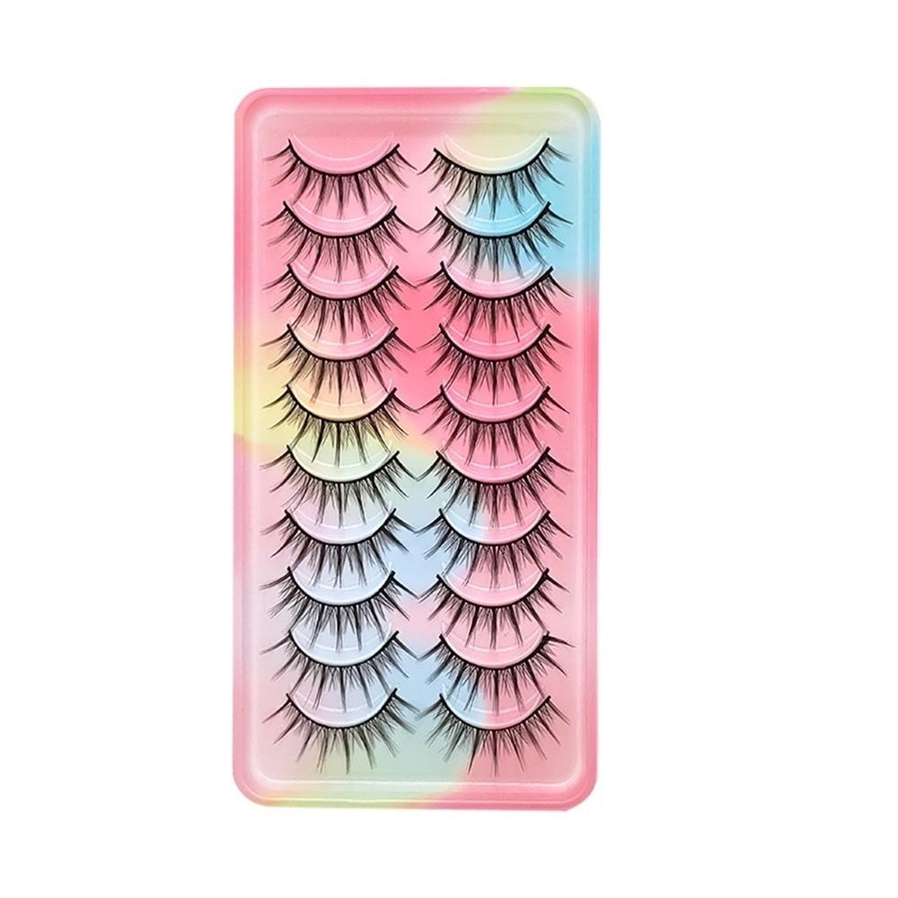 

10Pair 3D False Eyelashes Short Anime Eyelashes Natural Manga Lashes for Women 008