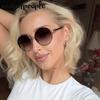 Oversized Round Sunglasses Women  Luxury Brand Classic Punk Driving Sun Glasses For Ladies Vintage Metal Frame Shades UV400