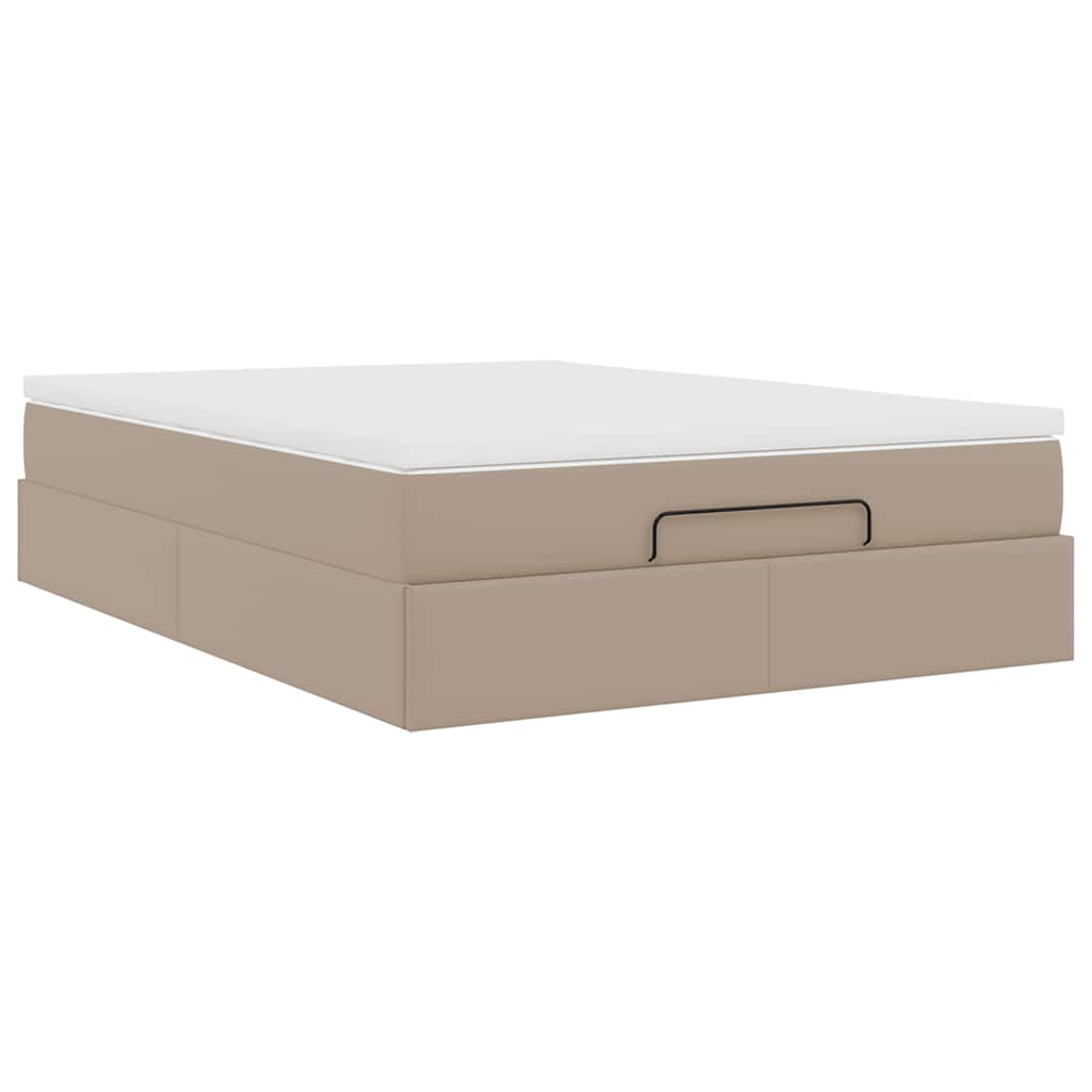 Ottoman Bed with Mattress Cappuccino Brown 140x200 Cm Faux Leather