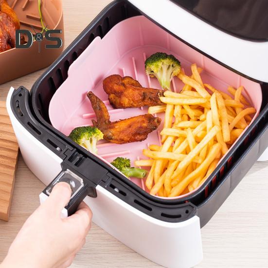Reusable Air Fryers Basket Evenly Heated Useful with Dual Handle Air Frying Pot Liner Tray