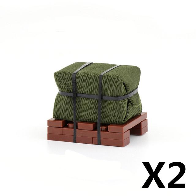 Militärisches Baustein-Soldatenfiguren-Zubehör Zelt Ölfass Sandsack Waffe Kiste Armee Bausteine Geschenk Spielzeug Kinder J034