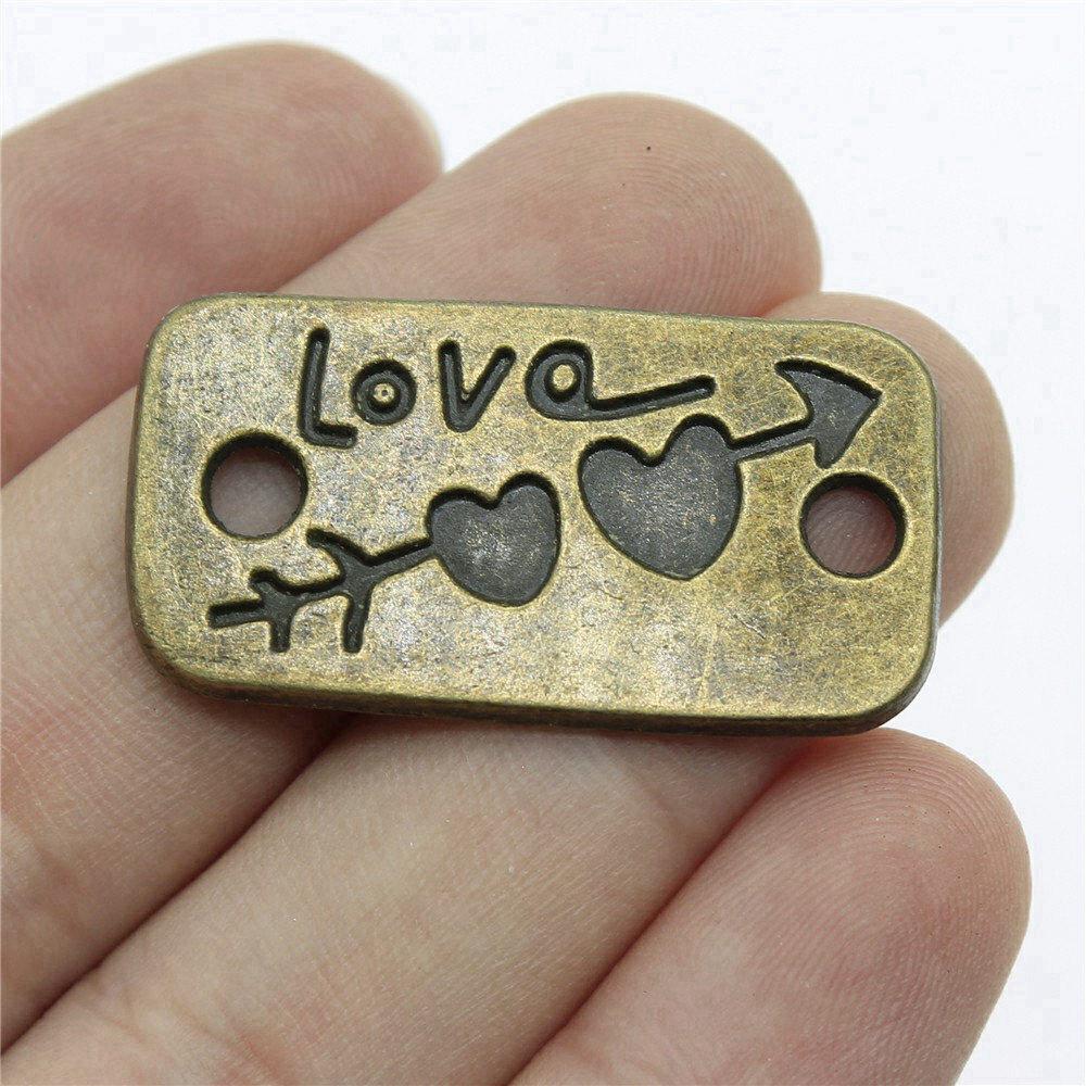 Letter Plate Connectors Alphabet A-Z Antique Bronze Zinc Alloy Jewelry Making Craft Parts DIY Connect Parts