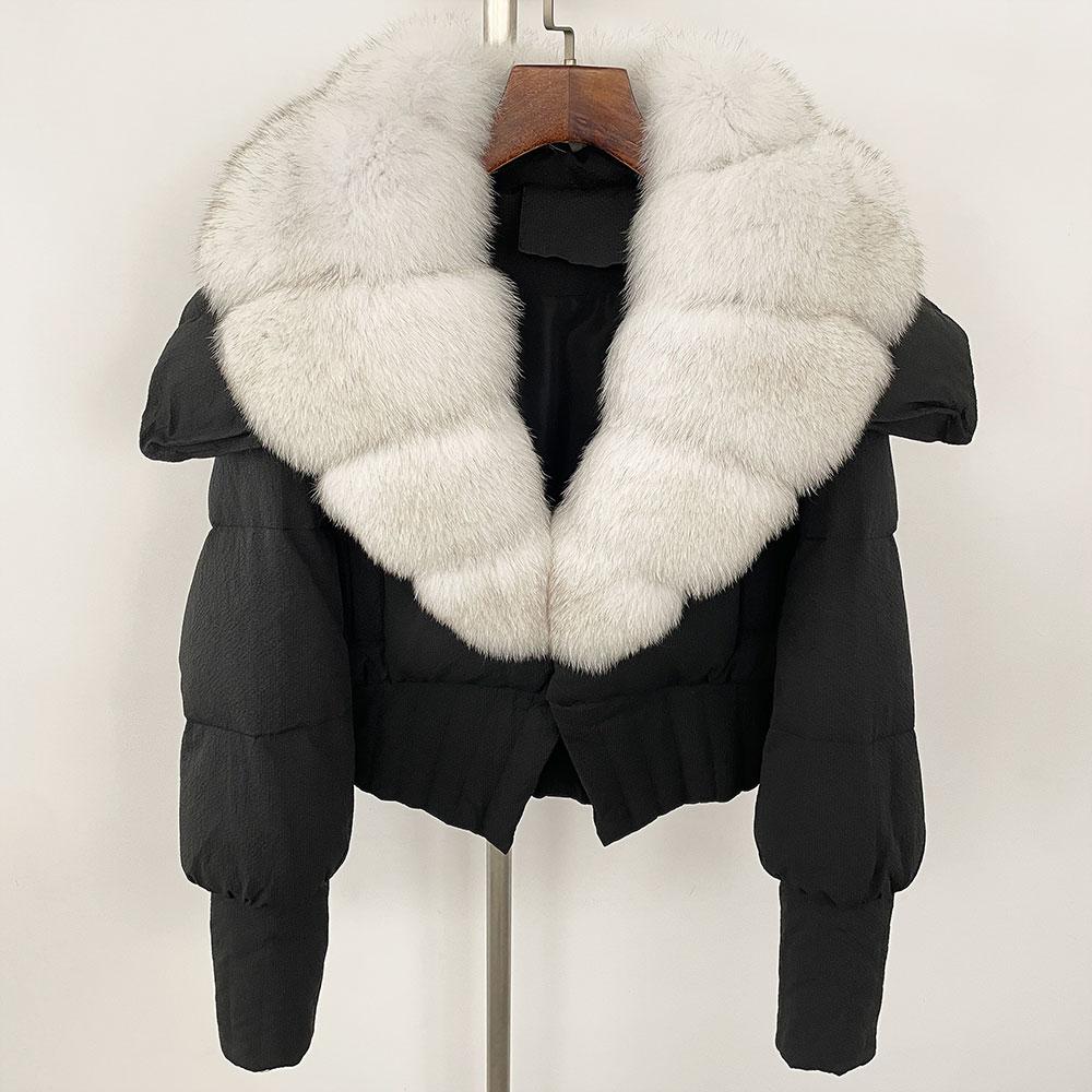 OFTBUY Down Jacket Women 2024 New Winter Natural Real Raccoon Fox Fur Collar Short White Duck Down Coat Thick Warm Casual Outerwear
