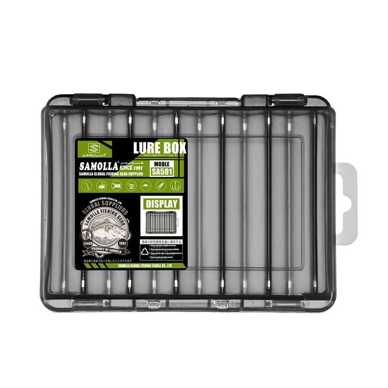 12-Slot Double-Sided Fishing Lure Case, Clear Plastic Storage Box with 2 Buckles