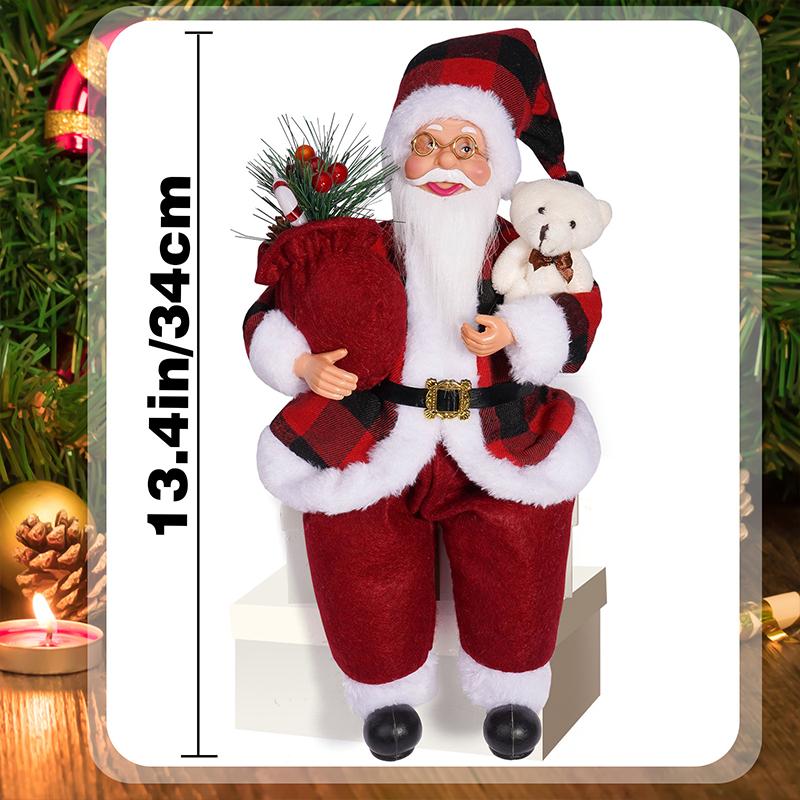 

1 шт. Коллекционная фигурка сидящего Санта-Клауса, Рождественский витринный Санта, Кукла