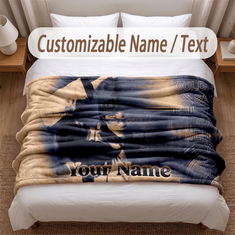 Billie Eilish Printed Flannel Blanket Custom Name Text Soft Warm Throw For Bedroom Holiday Gift