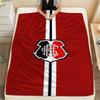 CRF Club Red White Black Vertical Stripe Logo Print Flannel Blanket Soft Warm Throw Blanket For Sofa Bed Couch Brazil Soccer Fan Home Decor Gift