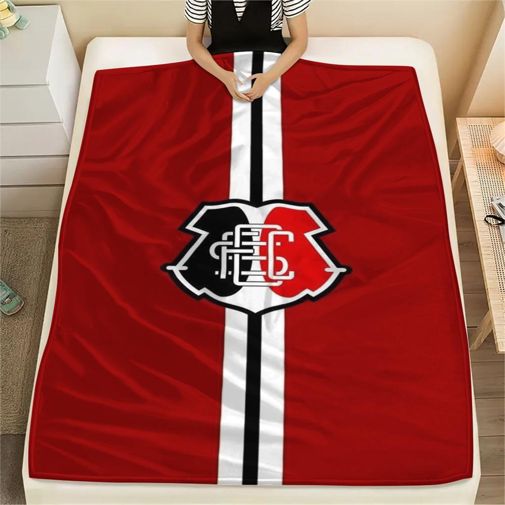 CRF Club Red White Black Vertical Stripe Logo Print Flannel Blanket Soft Warm Throw Blanket For Sofa Bed Couch Brazil Soccer Fan Home Decor Gift