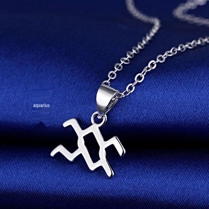 Korean Style Glossy Constellation Pendant Necklace for Women - Simple and Fashionable Clavicle Chain Jewelry.