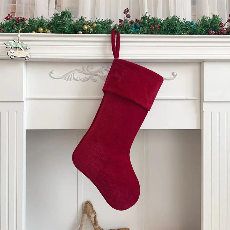 20In Large Velvet Christmas Stocking Plush Hanging Gift Candy Bag For Fireplace Mantel Xmas Tree Holiday Home Decoration