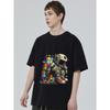 Black T-Shirt with Astronaut Sitting On Colorful Blocks Print for Casual Wear