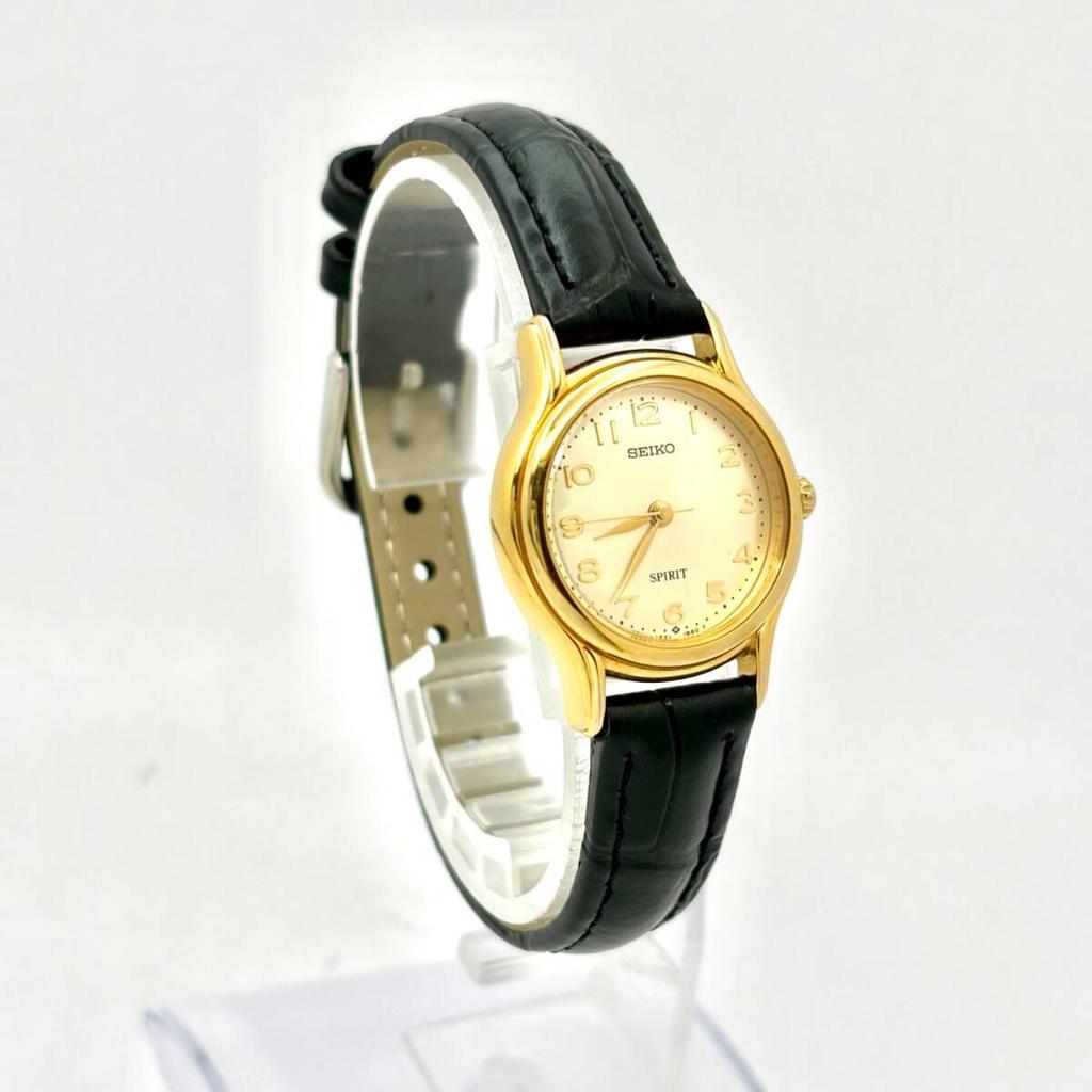 SEIKO Spirit Ladies Watch Gold 900668 New Strap [New Battery] 1F21-1B30