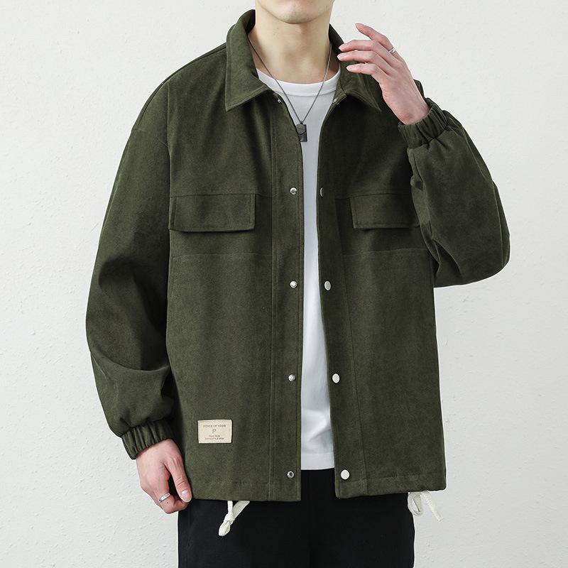 Jacke Herren Frühling und Herbst Lockeres Oberteil Lässig Hübsch Revers Junge Jacke