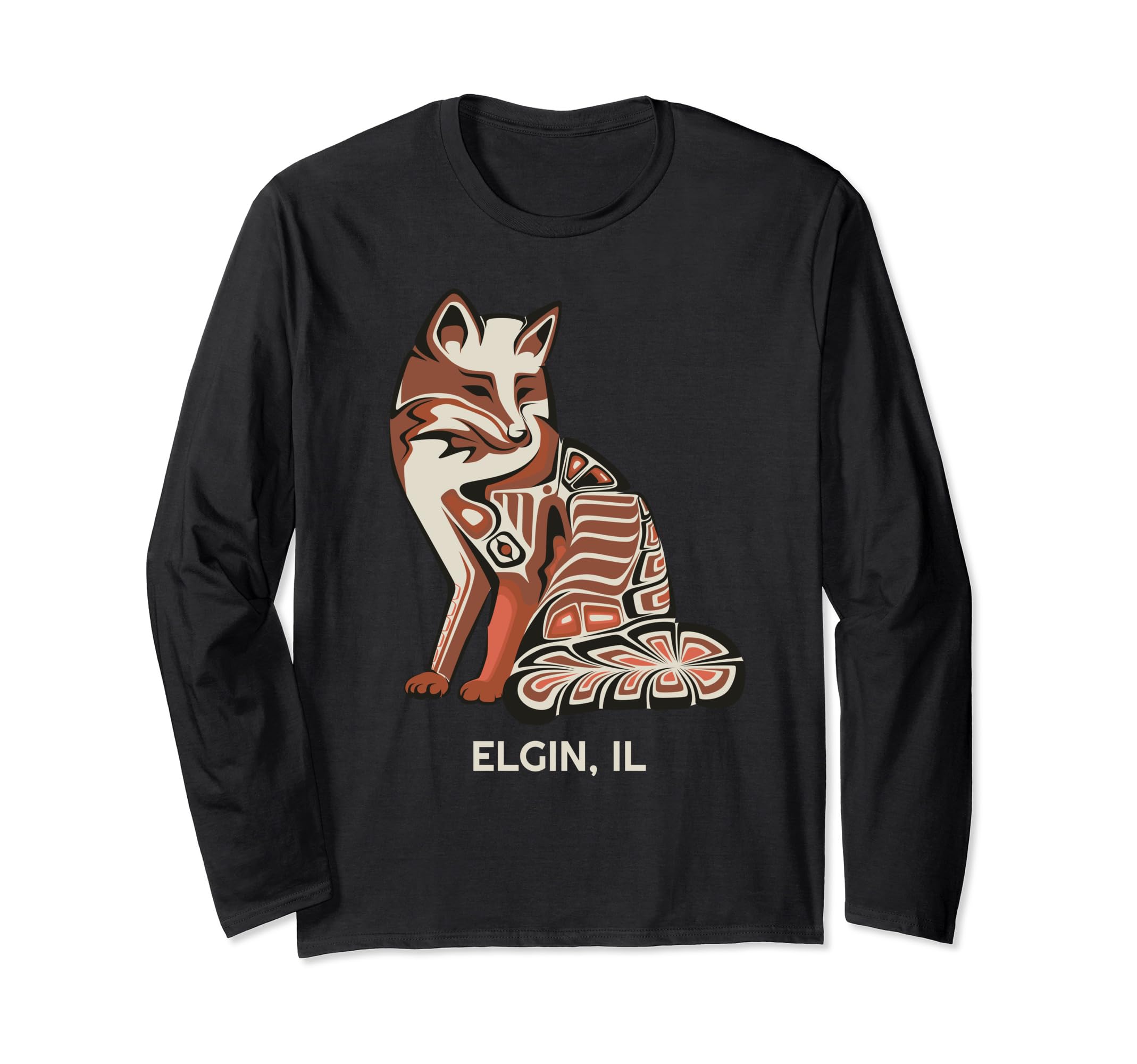 

Футболка с длинным рукавом Red Tribal Fox Elgin Art с изображением американских индейцев