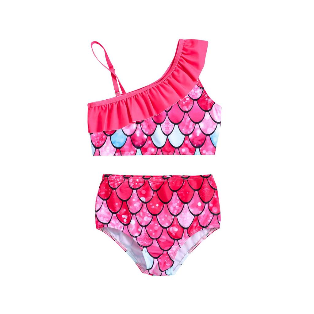 Girls' One-Shoulder Sling Bikini Two-Piece Swimsuit