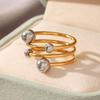 European-American Gold & Silver Color-Block Spherical Multilayer Open Ring - Versatile Titanium Steel Women's Ring