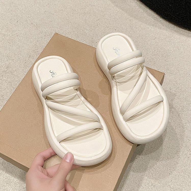 Spring and summer new sandals sports style open-toed platform slippers 35