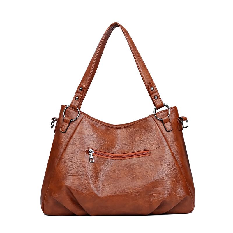 Middelaldrende tøyveske for kvinner Skulder Crossbody-veske Håndveske med stor kapasitet Mykt skinn morveske