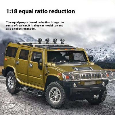 Simulation 1:18 Hummer H2 Geländewagen aus Legierung, Druckgussmetall, Modell, Heimdekoration, Innendekoration, Ton und Licht, Pullback, Kinderspielzeug, Jungen, Geburtstagsgeschenk