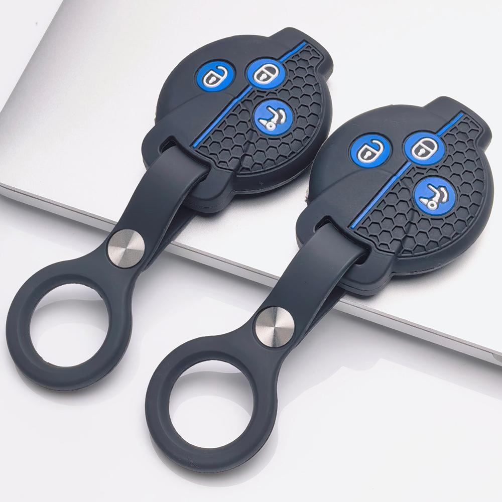 Silicone Car Key Fob Cover for Smart Fortwo Forfour Roadster City Coupe City Cabrio with Keychain Honeycomb Texture Anti Scratch Car Remote Key Sleeve