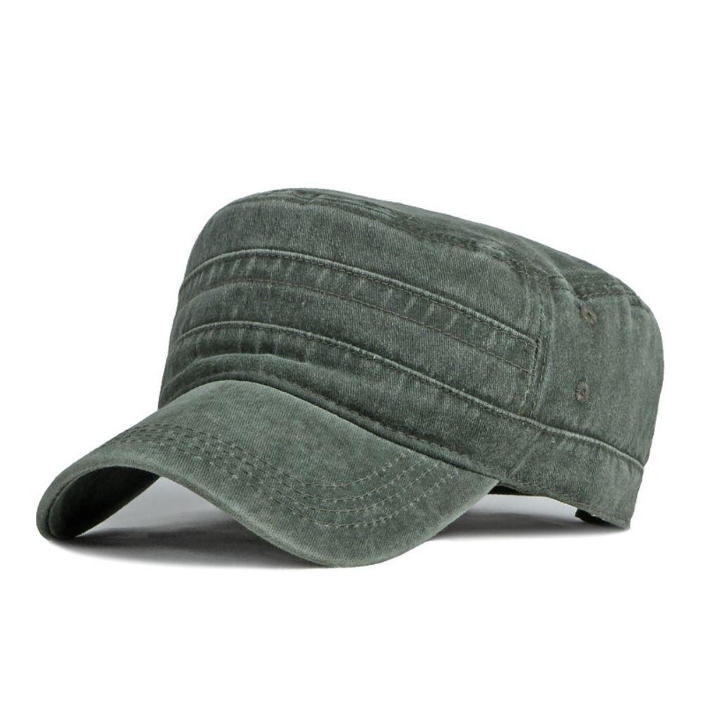 Y2k Flat Top Hat Washed Cotton Visor Hat Casual Cadet Cap  Unisex
