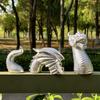 Gothic Dragon Garden Statue 3-Section Dragon Figurine Weatherproof Outdoor Art Dragon Sculpture for Home Patio Yard Lawn Courtyard Decoration