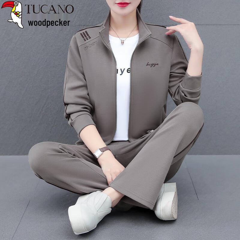 Женский осенний спортивный костюм Woodpecker с воротником-стойкой 2XL
