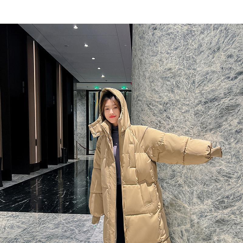 Frauen Herbst Und Winter Lose Lange Daunen Baumwolle Jacke Einfarbig Casual Verdickte Baumwolle Mantel