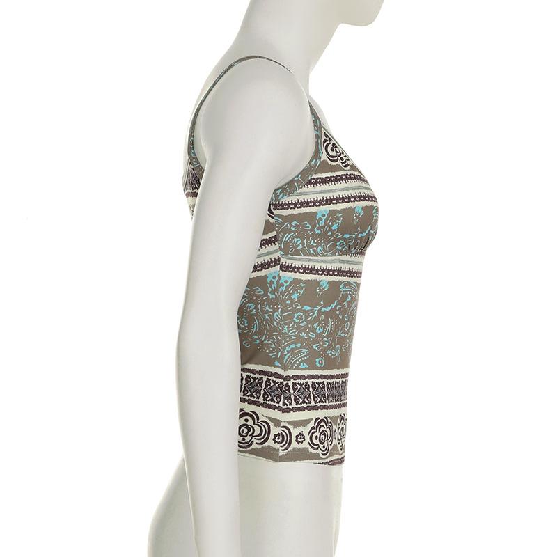 Tištěný V-výstřih Retro Spice Girls Sexy Bez zad Zeštíhlující pas Nika Svrchní nošení Podvazky