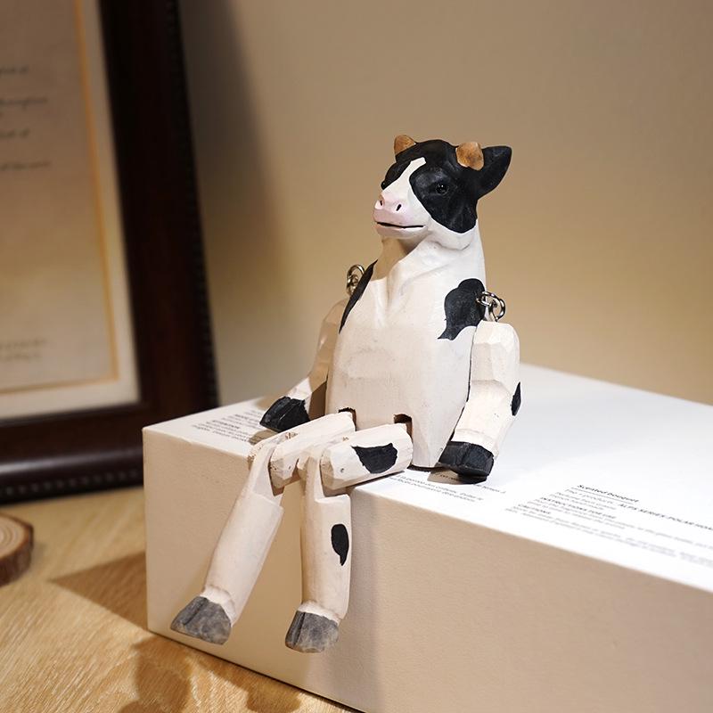 Envy Porcelain Long-Legged Duck: Handmade Wooden Carving, Small Ornament, Humorous Office Desktop Decoration.