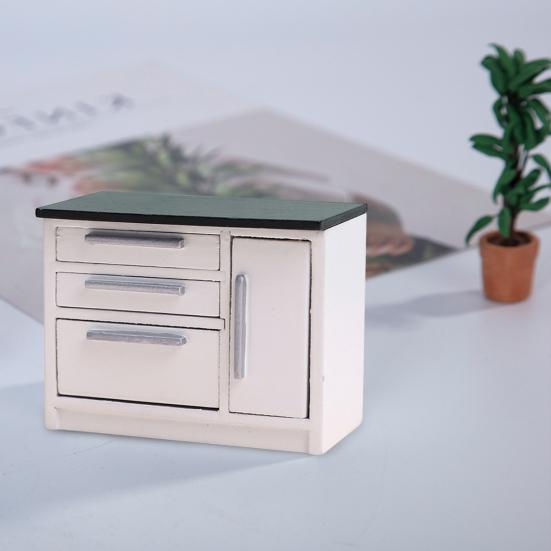 Miniaturschrank Realistisches Rollenspiel Holzsimulationsmöbel 1:12 Puppenhaus Mikro Szene Küche Herd Spüle Puppenhaus Zubehör