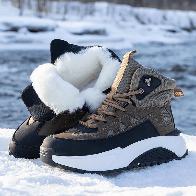 Thick-soled Men's Winter Boots, Mid-top Men's Hiking Shoes,  New Style Spring and Autumn Men's Outdoor Travel Casual Shoes