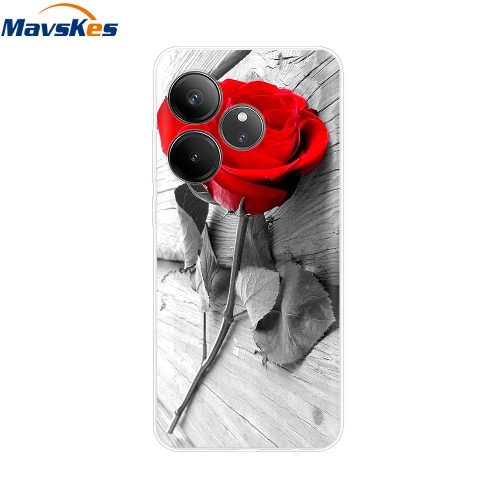 For Realme GT 6T Case Soft TPU Clear Painted Back Cover For Realme GT 6 Case GT6 6T Transparent Bumper RealmeGT6 Cute Protector