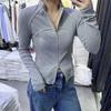 Sporty Slim-Fit Women's Cardigan Jacket - 2025 Autumn Korean Style Trendy Top
