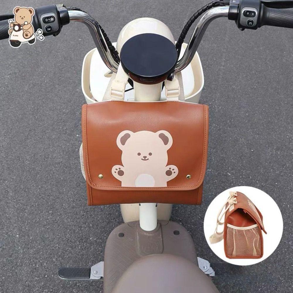 Side Pocket Electric Vehicle Hanging Bag PU Universal Storage Bag Water Cup Hanging