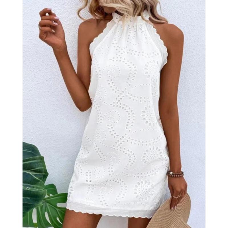 

Летняя мода круглый вырез вышитый Craft свободного покроя платье XL