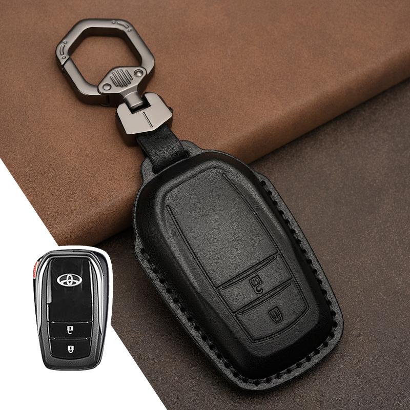 Leather Key Case Cover Shell For Toyota Camry Corolla FJ Land Cruiser RAV4 Prius Sienna Prado CHR Avalon GT86 Protector Keychain