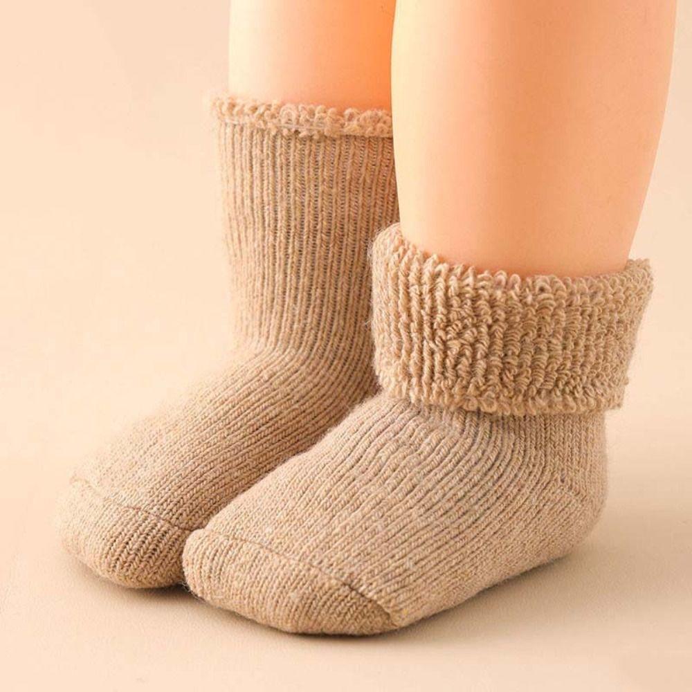 4Pairs Solid Color Thicken Baby Socks Anti-slip Home Sleep Socks  Autumn&Winter