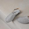 French Woven Cut-Out Chunky Low Heel Closed-Toe Sandals for Women - Summer Versatile Single Strap Round Toe Backless Shoes