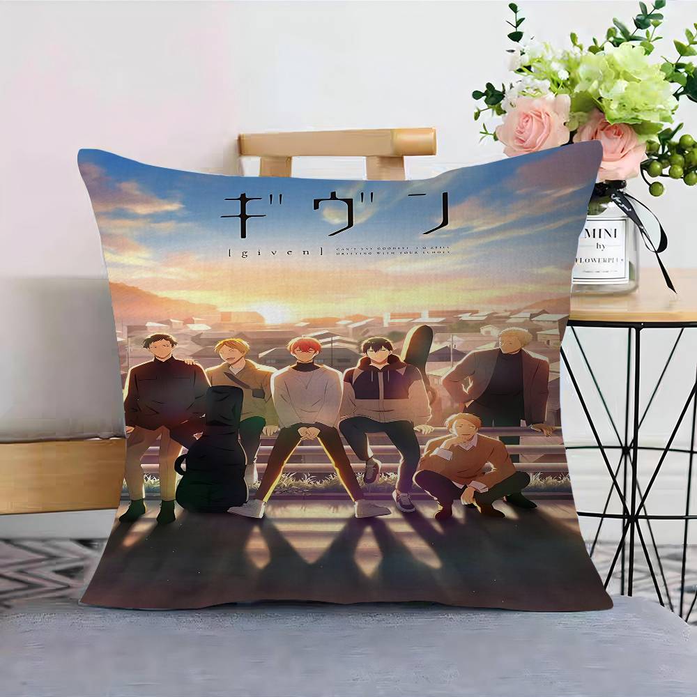 

Given Manga Vai Receber Anime Pillowcases Home Bedding Decorative Pillow Cover Wedding Super Soft Pillow Case 12x12Inch