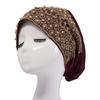 Floral Pattern Women's Lace Turban Cap Lace Trim Islamic Turban Hat Bonnet Head Wraps  Women
