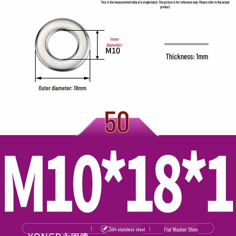 304 Stainless Steel Thickened Flat Washer / Ultra-thin Metal Gasket, Sizes M1.6-M10