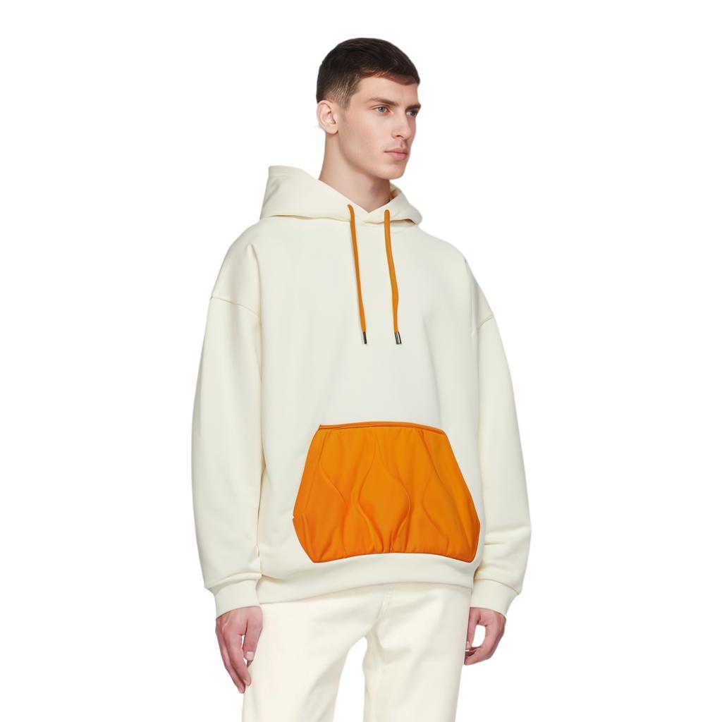 Vans FW22 Solid Color Hooded Drawstring Big Pocket Pullover Long Sleeve American Vintage Sweatshirt Men Sweatshirt White VN0A7YGI3KS