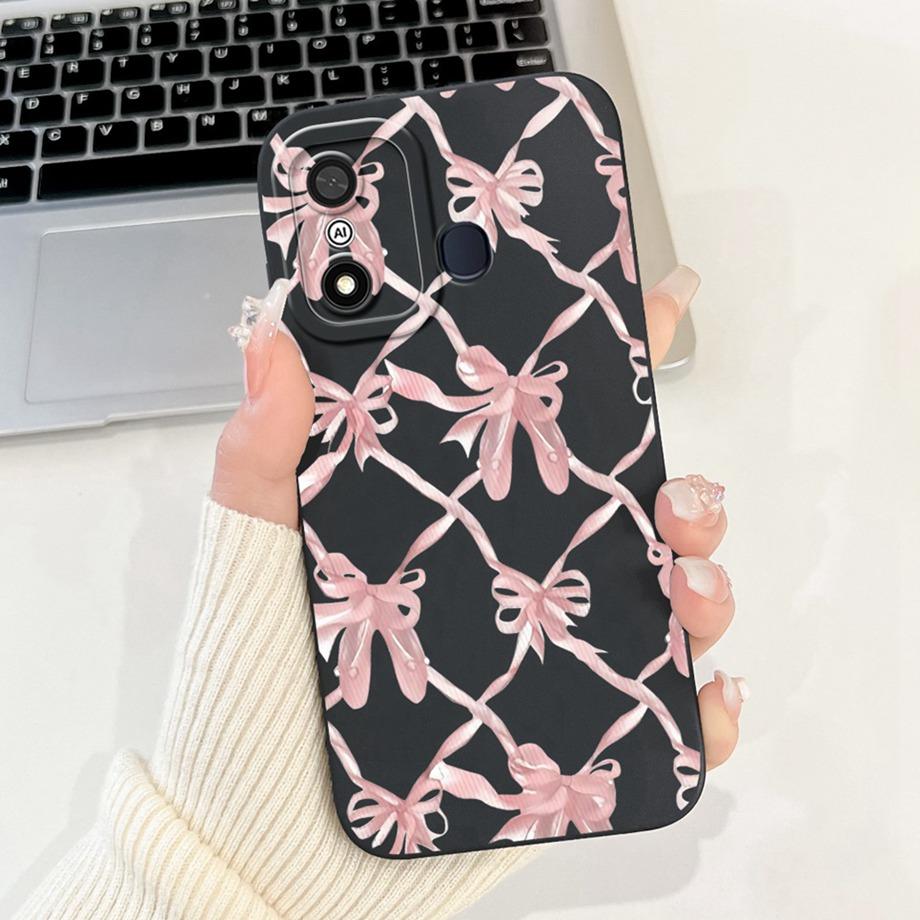 For Itel A27 A48 A25 A35 A48 A60 A60s A70 A04 Case Aesthetic Cartoon Panda Rabbit Pattern Camera Protection Matte Soft Cover