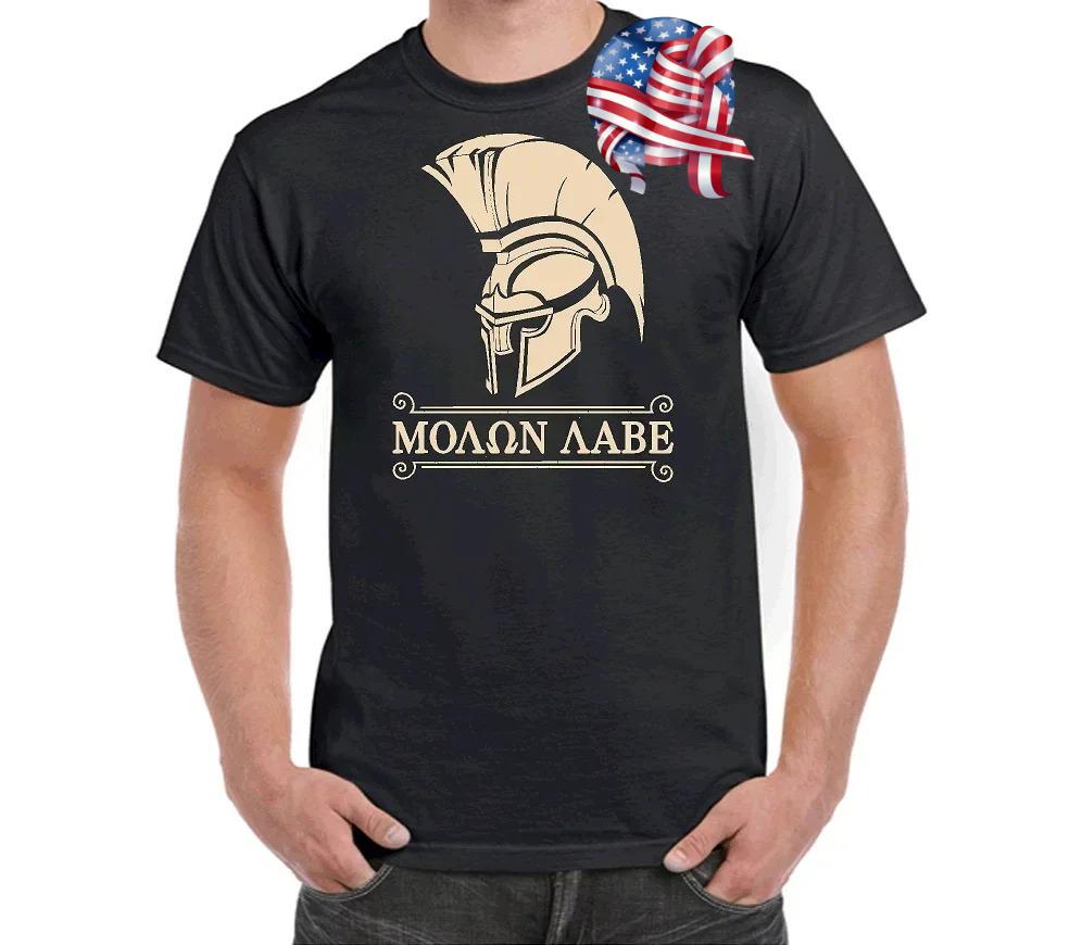 Spartan Warrior Molon Labe TShirt 100 Cotton ONeck Summer Short Sleeve Casual Unisexs Tshirt Size S3XL