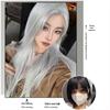 Silberweißes langes Haarteil mit vollständigem Pony