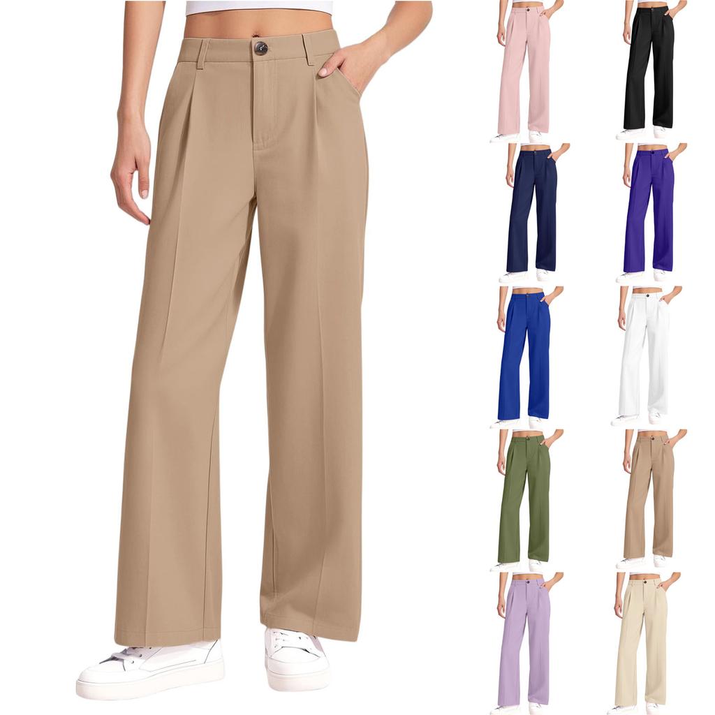 Girls High Waisted Versatile Color Casual Pants
